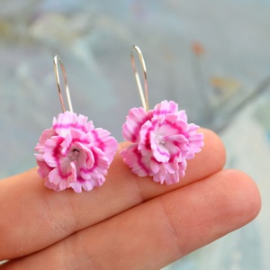 Garofite roz cu bobocel- Cercei tortita - Artynos.ro