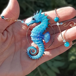 Colier calut de mare bleu si pietre semipretioase - Artynos.ro