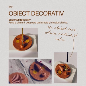 Suport pentru bijuterii si betisoare parfumate - arte vizuale și accesorii  - sculptură - sculpturi și figurine din ceramică - Artynos.ro