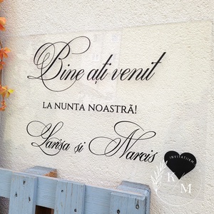 Panou intampinare nunta din plexiglas transparent cu inimioara - accesorii nuntă - materiale decor pentru nuntă - tablouri și indicatoare nuntă - Artynos.ro