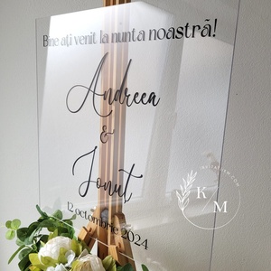 Panou intampinare nunta din plexiglas transparent - accesorii nuntă - materiale decor pentru nuntă - tablouri și indicatoare nuntă - Artynos.ro