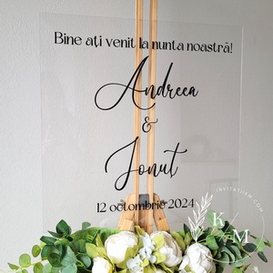 Panou intampinare nunta din plexiglas transparent - accesorii nuntă - materiale decor pentru nuntă - tablouri și indicatoare nuntă - Artynos.ro