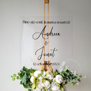 Panou intampinare nunta din plexiglas transparent - Artynos.ro