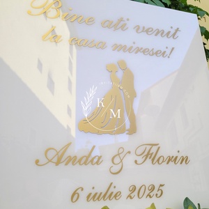 Set Placute Bine ati Venit la Casa Miresei/Mirelui/Nasilor - accesorii nuntă - materiale decor pentru nuntă - tablouri și indicatoare nuntă - Artynos.ro