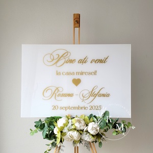 Set Placute Bine ati Venit la Casa Miresei/Mirelui/Nasilor, Accesorii nunta, Materiale decor pentru nunta, Tablouri si indicatoare nunta, Altele, Obiecte pictate, ARTYNOS