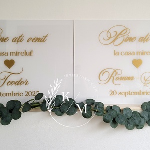 Set Placute Bine ati Venit la Casa Miresei/Mirelui/Nasilor - accesorii nuntă - materiale decor pentru nuntă - tablouri și indicatoare nuntă - Artynos.ro