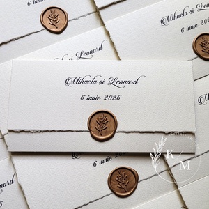 Invitatie de nunta cu sigiliu din ceara si margini rupte manual, Accesorii nunta, Invitatii si felicitari de nunta, Invitatii nunta, Altele, Arta de hartie, ARTYNOS