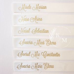 Set 10 panglici personalizate din satin pentru pahare/umerase/meniuri nunta - accesorii nuntă - materiale decor pentru nuntă - decorațiuni nuntă - Artynos.ro