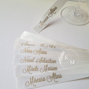 Set 10 panglici personalizate din satin pentru pahare/umerase/meniuri nunta, Accesorii nunta, Materiale decor pentru nunta, Decoratiuni nunta, Altele, ARTYNOS