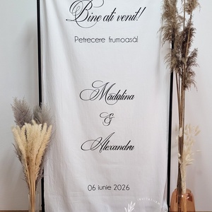 Panou textil intampinare nunta - accesorii nuntă - materiale decor pentru nuntă - tablouri și indicatoare nuntă - Artynos.ro