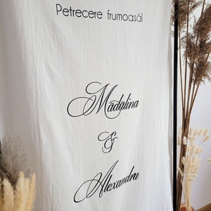 Panou textil intampinare nunta - accesorii nuntă - materiale decor pentru nuntă - tablouri și indicatoare nuntă - Artynos.ro