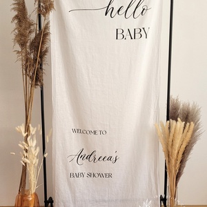 Banner textil Baby Shower Hello Baby  - accesorii nuntă - materiale decor pentru nuntă - tablouri și indicatoare nuntă - Artynos.ro