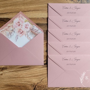 Set 50 plicuri pentru invitatii nunta roz antic cu liner stil boho, Accesorii nunta, Invitatii si felicitari de nunta, Invitatii nunta, Altele, Arta de hartie, ARTYNOS