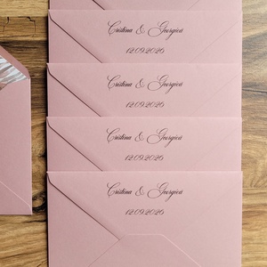 Set 50 plicuri pentru invitatii nunta roz antic cu liner stil boho - accesorii nuntă - invitații și felicitări de nuntă - invitații nuntă - Artynos.ro