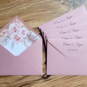 Set 50 plicuri pentru invitatii nunta roz antic cu liner stil boho - accesorii nuntă - invitații și felicitări de nuntă - invitații nuntă - Artynos.ro