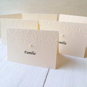 Set 30 Carduri asezare/place card-uri nunta embosate si perle - accesorii nuntă - invitații și felicitări de nuntă - invitații nuntă - Artynos.ro