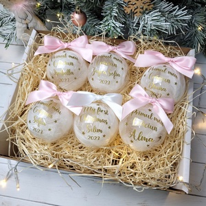Glob de Crăciun personalizat Primul meu Craciun, umplut cu puf alb - crăciun - decorațiuni de crăciun de casă - globuri de crăciun - Artynos.ro