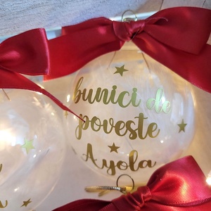 Set 8 Globuri de Crăciun personalizate pentru familie, umplute cu puf alb - crăciun - decorațiuni de crăciun de casă - globuri de crăciun - Artynos.ro
