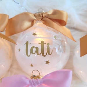 Set 8 Globuri de Crăciun personalizate pentru familie, umplute cu puf alb - crăciun - decorațiuni de crăciun de casă - globuri de crăciun - Artynos.ro