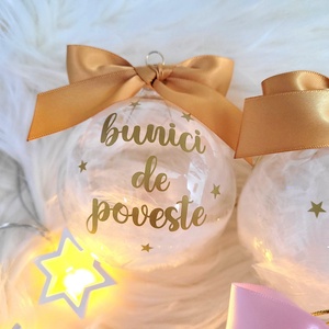 Set 8 Globuri de Crăciun personalizate pentru familie, umplute cu puf alb - crăciun - decorațiuni de crăciun de casă - globuri de crăciun - Artynos.ro