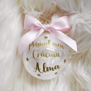 Glob de Crăciun personalizat Primul meu Craciun, umplut cu puf alb - crăciun - decorațiuni de crăciun de casă - globuri de crăciun - Artynos.ro