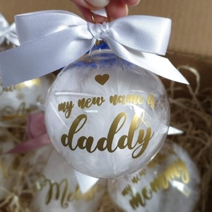 Set 3 Globuri de Crăciun personalizate pentru familie My New Name is Mommy/Daddy - crăciun - decorațiuni de crăciun de casă - globuri de crăciun - Artynos.ro