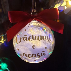 Globuri de Crăciun Craciunul e acasa, umplute cu puf alb - crăciun - decorațiuni de crăciun de casă - globuri de crăciun - Artynos.ro