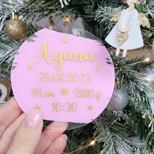 Ornament de Craciun cu datele de nastere ale bebelusului - crăciun - decorațiuni de crăciun de casă - globuri de crăciun - Artynos.ro