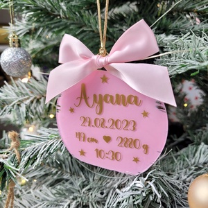 Ornament de Craciun cu datele de nastere ale bebelusului - Artynos.ro