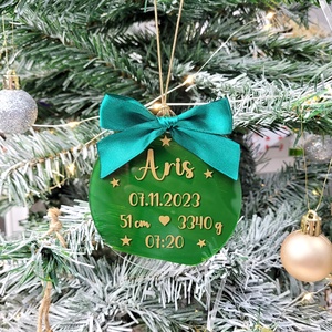 Ornament de Craciun cu datele de nastere ale bebelusului - Artynos.ro