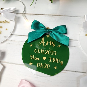 Ornament de Craciun cu datele de nastere ale bebelusului - crăciun - decorațiuni de crăciun de casă - globuri de crăciun - Artynos.ro
