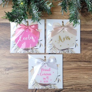 Set 3 Ornamente de Craciun pentru familie, personalizate cu nume - crăciun - decorațiuni de crăciun de casă - globuri de crăciun - Artynos.ro