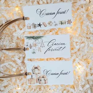 Set 12 etichete pentru cadouri de Craciun handmade - accesorii nuntă - amintiri și cadouri de nuntă - mărturii - Artynos.ro