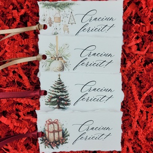 Set 12 etichete pentru cadouri de Craciun handmade - accesorii nuntă - amintiri și cadouri de nuntă - mărturii - Artynos.ro