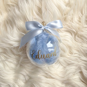 Glob de Crăciun personalizat cu nume, umplut cu puf albastru - crăciun - decorațiuni de crăciun de casă - globuri de crăciun - Artynos.ro