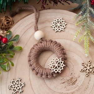 Macrame hoop ornament de Craciun - Brown stea III., , , ARTYNOS
