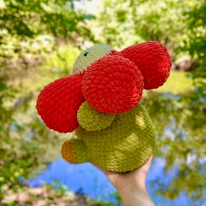 Jucarie crosetata amigurumi floare margareta rosie 34x34x28cm handmade - jucării și echipamente pentru copii - plușuri - păpușă croșetată, păpușă de pluș - Artynos.ro