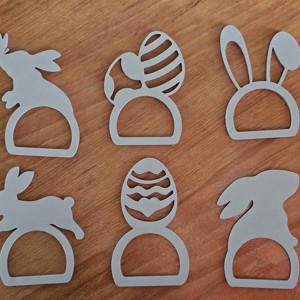 Set de inele pentru șervețele cu iepurașul de Paște � 6 bucăți, decor gri mat -  - Artynos.ro