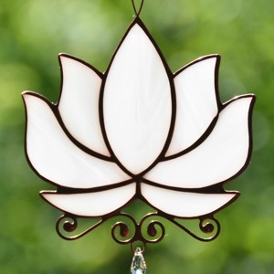 Lotus alb stilizat cu cristal, , , ARTYNOS