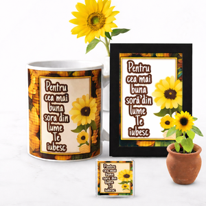 Set pentru Sora format din cana,magnet foto,breloc si tablou , Accesorii nunta, Amintiri si cadouri de nunta, Cadou nunta, Cutie de bani, , Tabloul are 20x15cm
Cana 330ml
Magnet foto 6.5cm
Brelocul este accesoriu perfect pentru cheile celo..., ARTYNOS