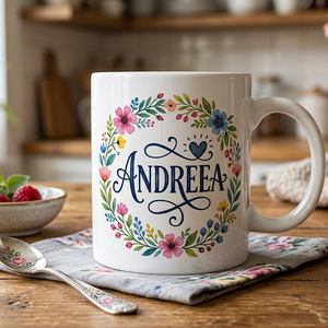Cana Andreea +1breloc gratuit la comanda, Casa & Stil de viata, Echipamente de bucatarie, Accesorii de servire, Cani, Fotografie, grafica, desen, ilustratie, 😍Bucura-te de fiecare pauza de cafea sau ceai cu o cana creata special pentru tine sau cei dragi! A..., ARTYNOS