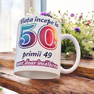 Cana viata incepe la 50 de ani +1breloc gratuit la comanda, Casa & Stil de viata, Echipamente de bucatarie, Accesorii de servire, Cani, Fotografie, grafica, desen, ilustratie, 😍Bucura-te de fiecare pauza de cafea sau ceai cu o cana creata special pentru tine sau cei dragi! A..., ARTYNOS