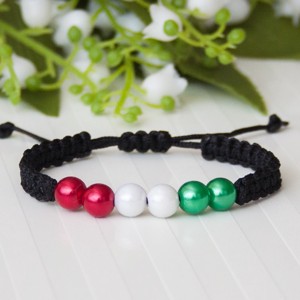 Bratara macramé impletita - Margele de culoare nationala - Rosu-alb-verde, , , ARTYNOS