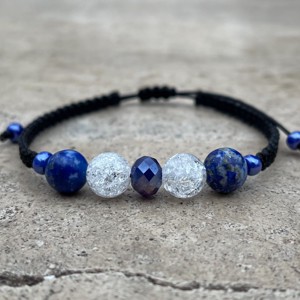 Set de brățări din lapislazuli și cristal de rocă zdrobită -  - Artynos.ro