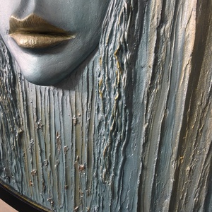 Tablou artistic Tăcerea Aurului � lucrare originală handmade � 102 cm - casă & stil de viață - lămpi și corpuri de iluminat - tablouri cu leduri - Artynos.ro