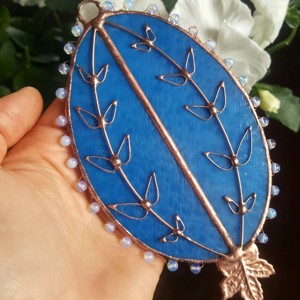 Ouă de Paște Lapis albastru cu frunze și opalit - casă & stil de viață - accesorii pentru decorat casa - ornamente - Artynos.ro