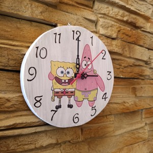 Ceas de perete din lemn Spongebob și Patrick -  - Artynos.ro