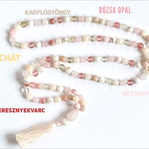 Cuarț roz, opal roz, agat, colier de perle minerale, bijuterii minerale -  - Artynos.ro