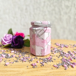 Borcan decorativ roz pastel, Casă & Stil de viață, Accesorii pentru decorat casa, Suport de flori, Vaze, Decoupage, transfer și tehnici șervețel, ARTYNOS