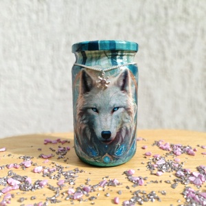 Borcan decorativ lupi, Casă & Stil de viață, Accesorii pentru decorat casa, Suport de flori, Vaze, Decoupage, transfer și tehnici șervețel, ARTYNOS